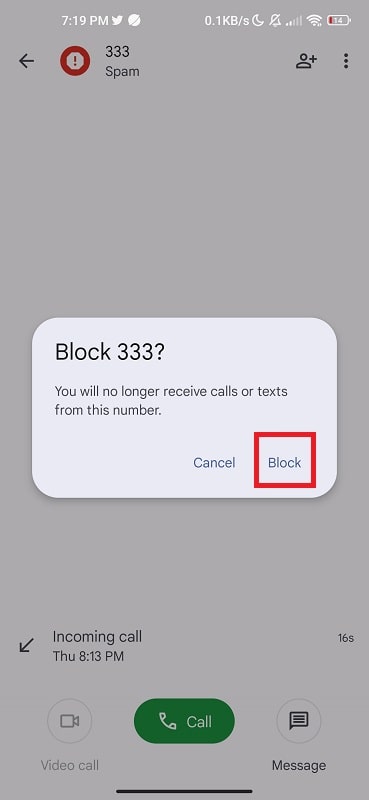 Block the unallocated number