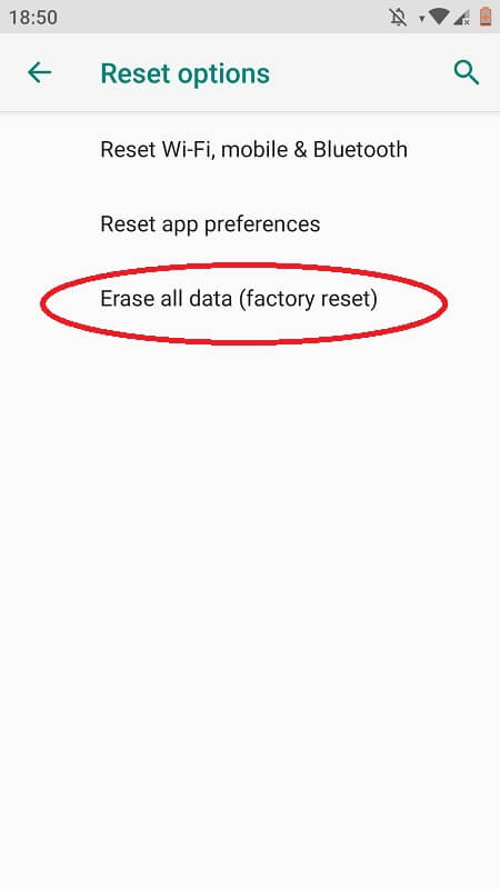 Factory reset - erase all data