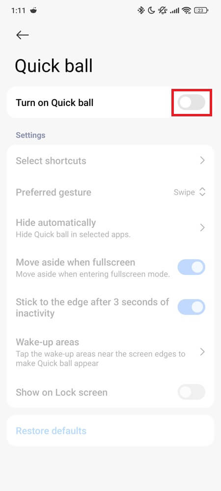 Turn On Quick Ball(3)