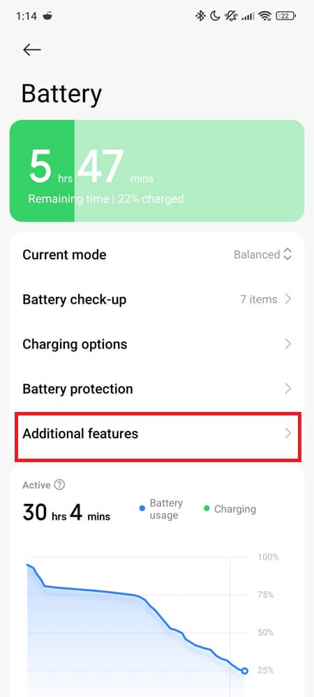 Battery settings step 2