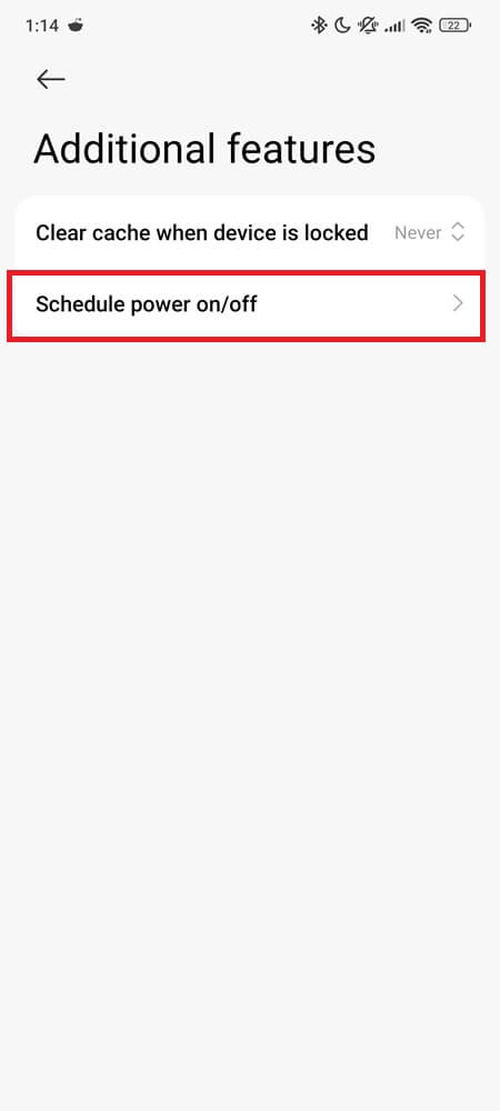 Schedule power on step 3