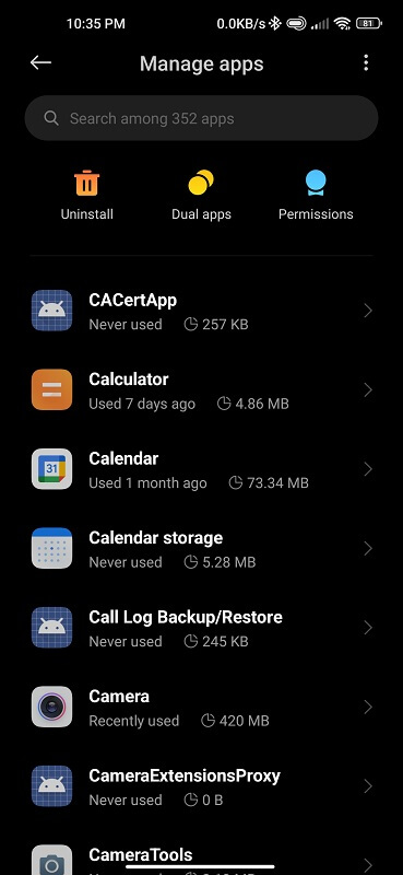 Uninstall Recently Installed Apps