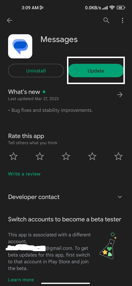 Update message app