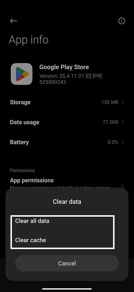 Clear the app's cache and data