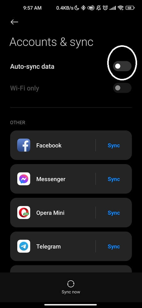 Disable Auto Sync