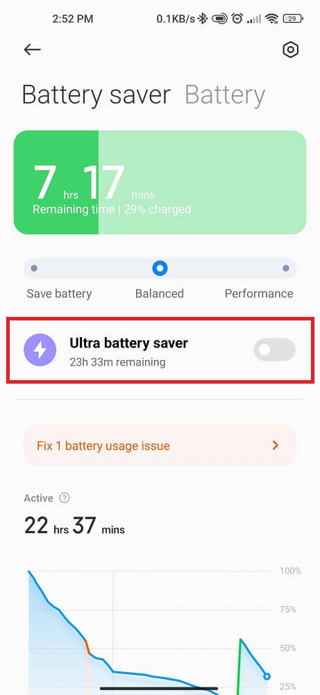Turn on Ultra Battery Saver