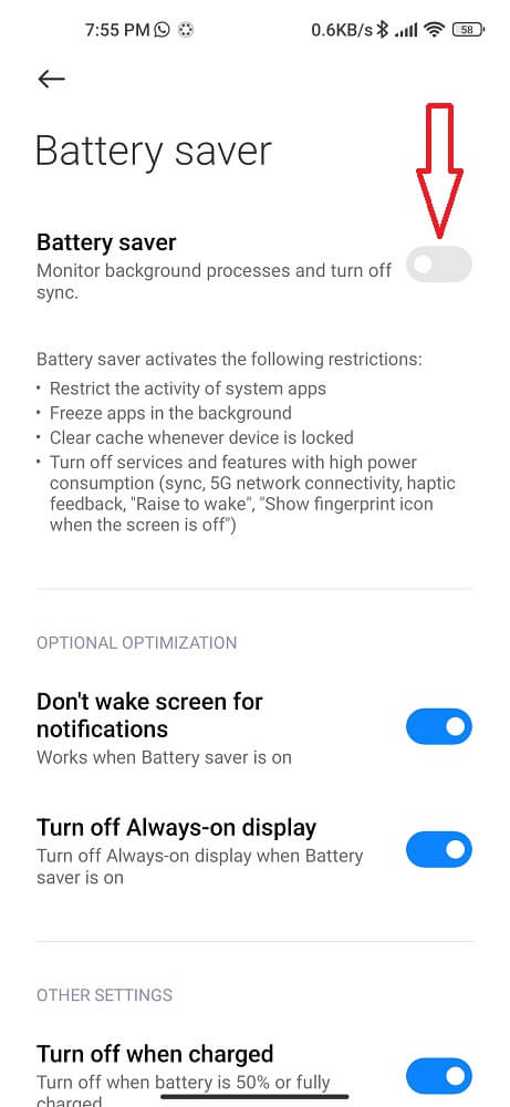 Disable Battery Optimization