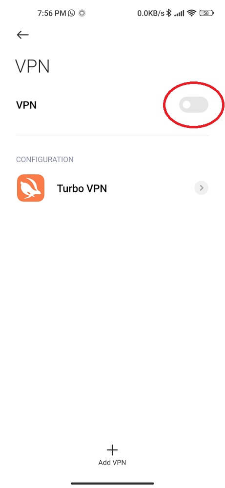 Disable VPN and Proxy