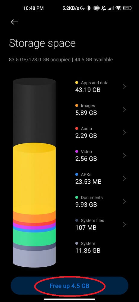 Free up storage space on Xiaomi