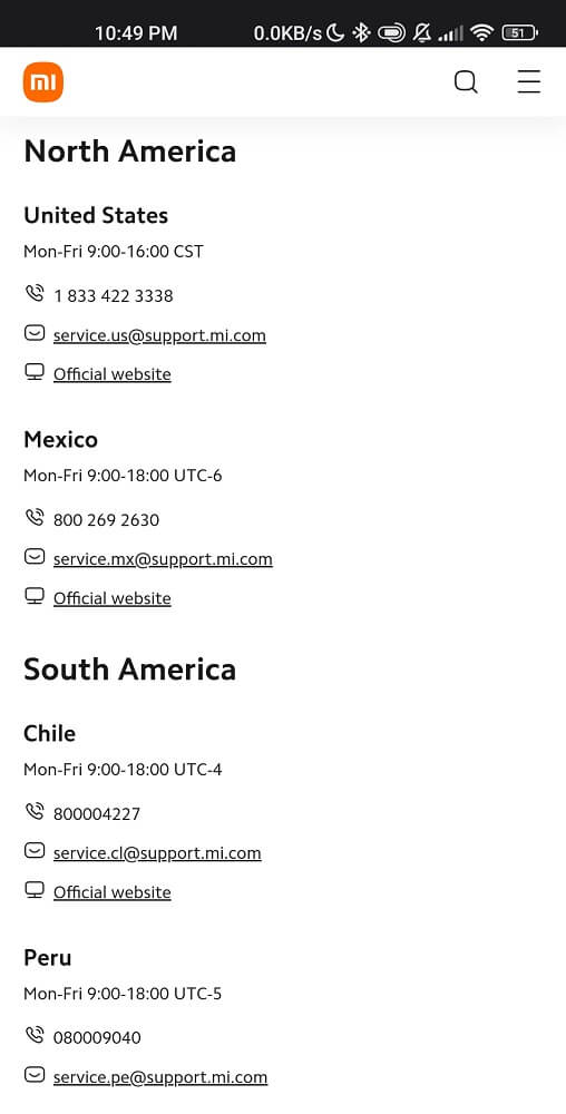 Xiaomi Phone Number, and Email support
