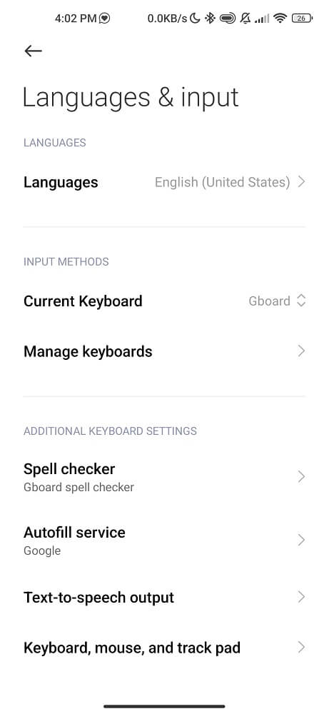 Reset Keyboard Settings