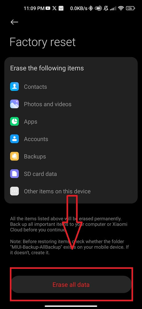 Erase all Xiaomi Data