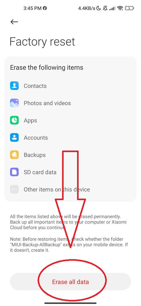 Erase all data on android phone