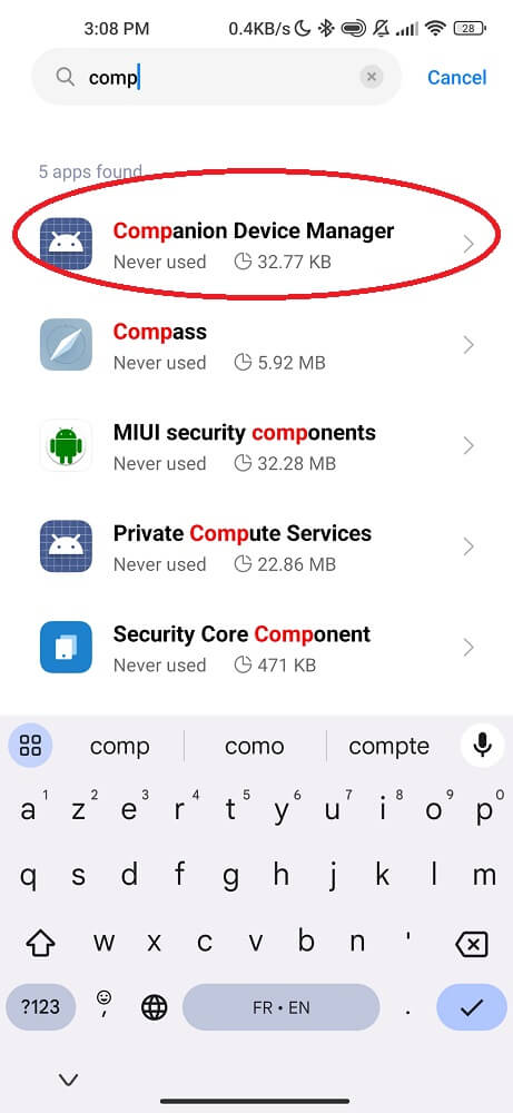 Locate companion device manager