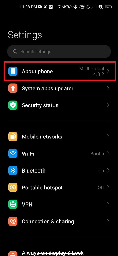 Settings - About Phone