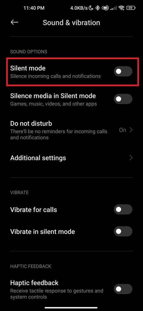 switch off silent mode