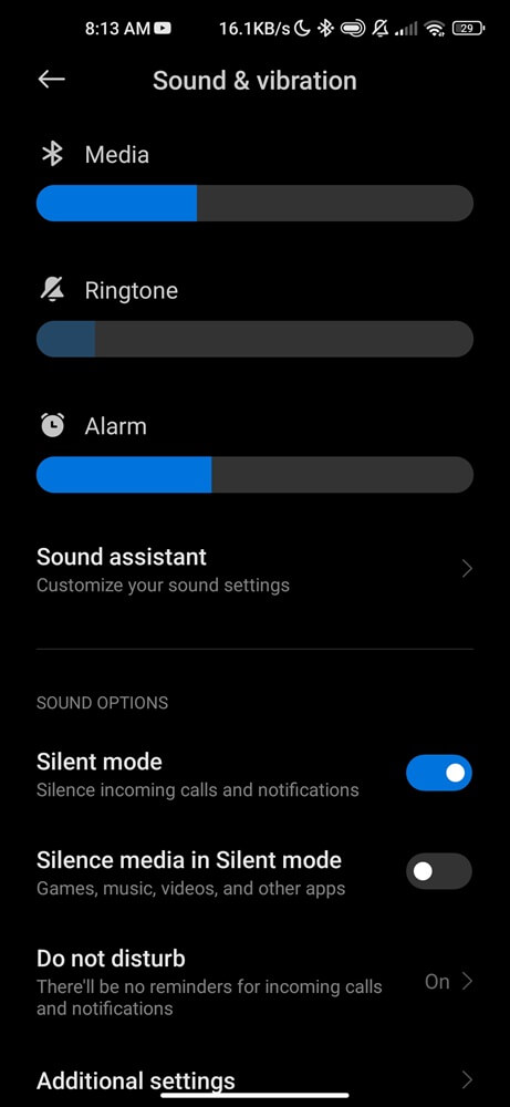 Turn off customize sound settings