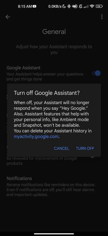Turn off google assistant to fix volume button not working