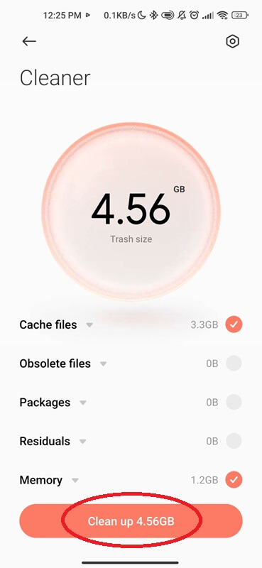 Built in Xiaomi Cleaner app